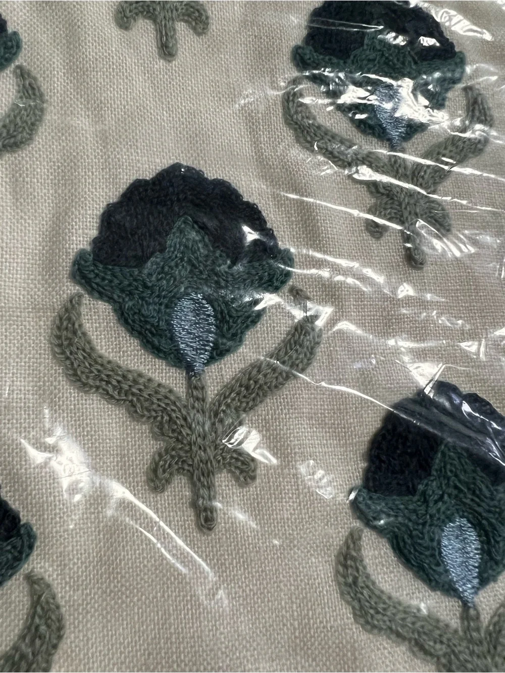 Pillow case  Blue Floral Cotton Throw
